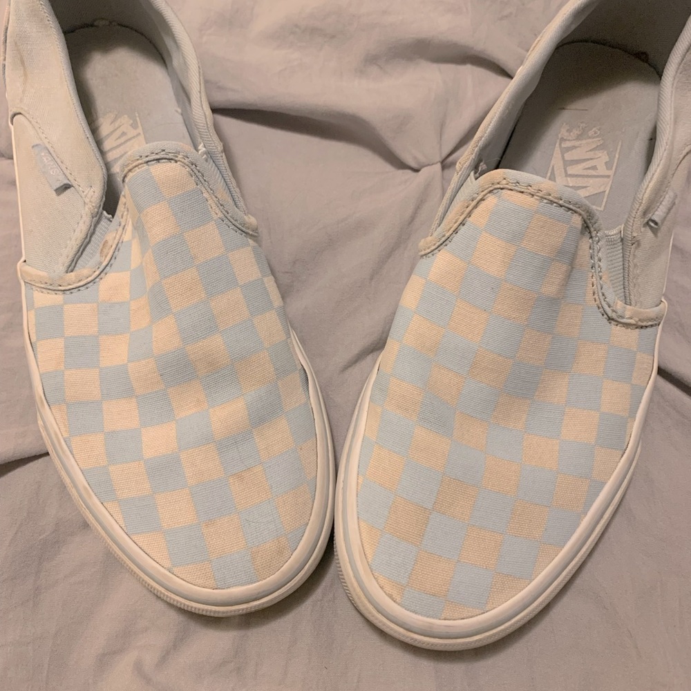 Women’s light blue check Vans
